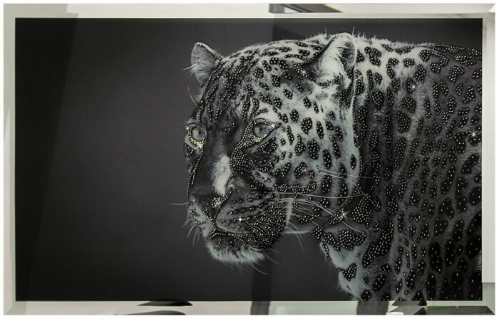 Картина "Леопард" на зеркале (Swarovski)