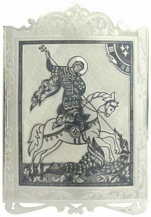 Икона из серебра "Георгий Победоносец"