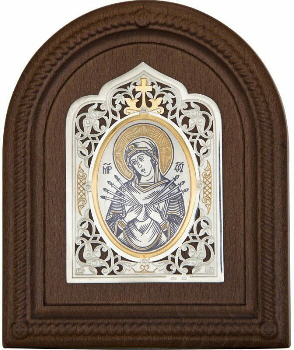 Икона из серебра "Пресвятая Богородица Семистрельная"