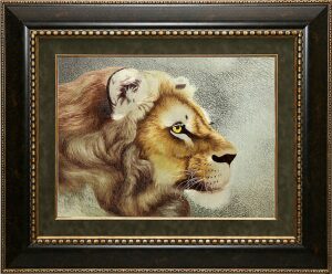 Картина на шелке "Голова льва"