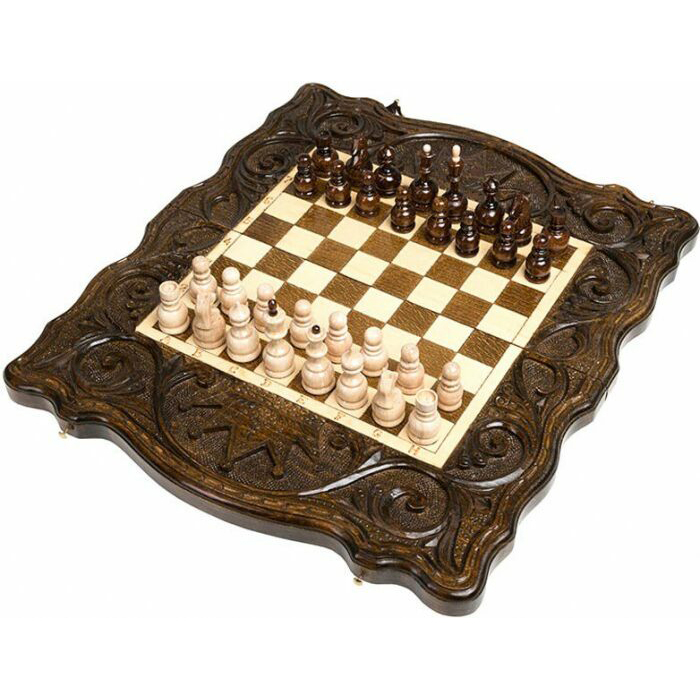 Игровой набор резной "Венец монарха" малый (шахматы, нарды и шашки)