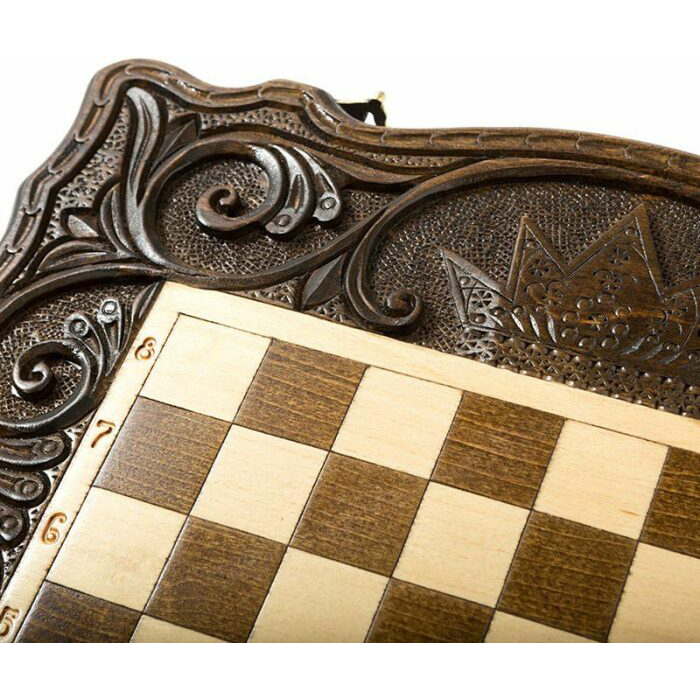 Игровой набор резной "Венец монарха" малый (шахматы, нарды и шашки)