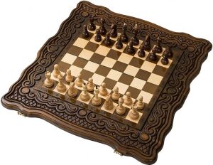 Игровой набор резной "Волна" малый (шахматы и нарды)