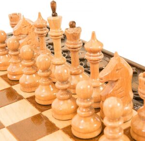Резные шахматы, нарды и шашки из бука "Гренадин" средние