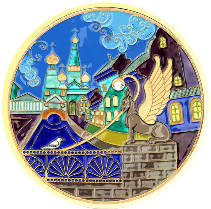 Тарелка декоративная "Банковский мост" (серебро, эмаль)