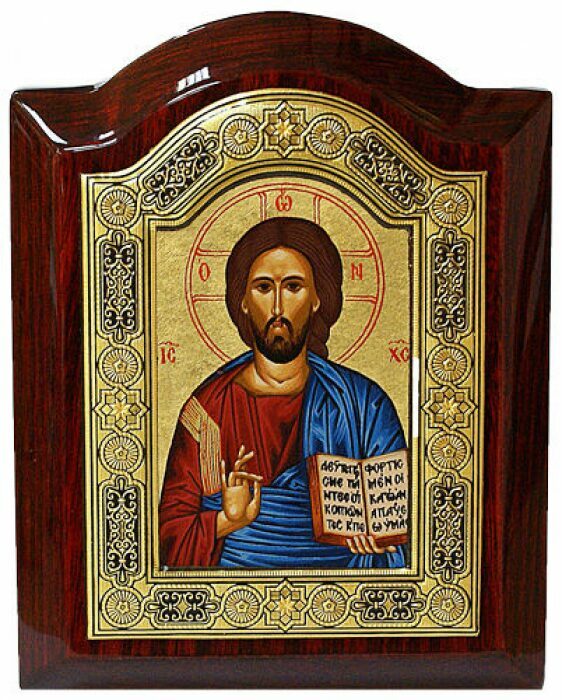 Икона "Христос Вседержитель" с навершием малая