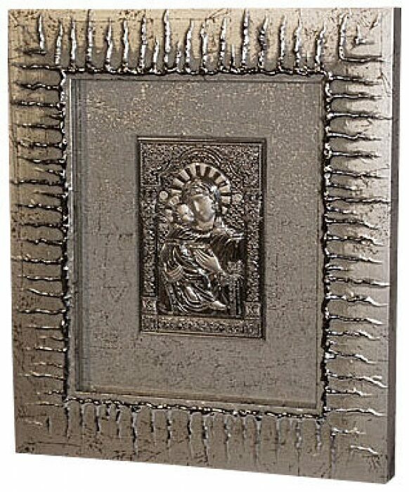 Декоративное панно "Владимирская икона Божией Матери" в серебряной раме