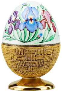 Шкатулка-яйцо "Цветы в корзине" (серебро, эмаль)