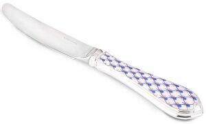 Нож десертный из набора "Элегант Кобальтовая сетка" из серебра