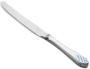 Нож столовый из набора "Элегант Кобальтовая сетка" из серебра