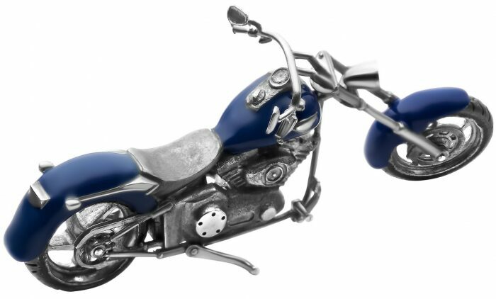 Мотоцикл "Harley Davidson" из серебра (синий)