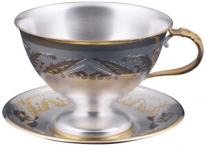 Серебряная чашка с блюдцем №1 "Версаль"