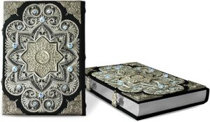 Коран на арабском языке с филигранью (серебро) и топазами