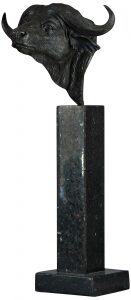 Авторская скульптура из бронзы "Голова буйвола" черный