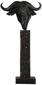 Авторская скульптура из бронзы "Голова буйвола" черный