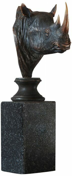 Авторская скульптура из бронзы "Голова носорога"