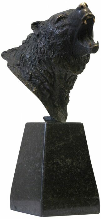 Авторская скульптура из бронзы "Голова медведя"
