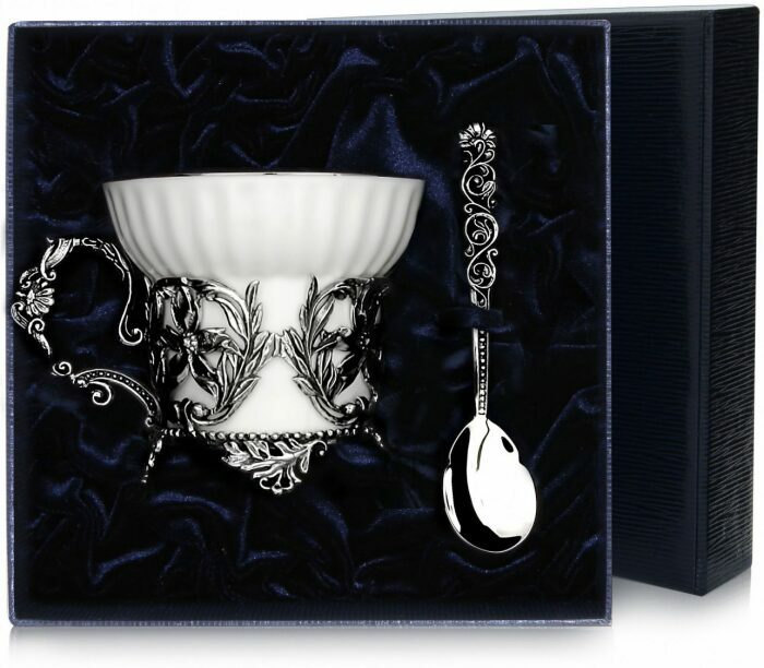 Серебряный чайный набор "Симфония": ложка, чашка