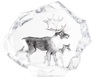 Скульптура "Северный олень с телёнком", коричневая
