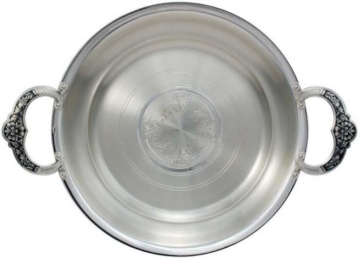 Тарелка-поднос серебряная