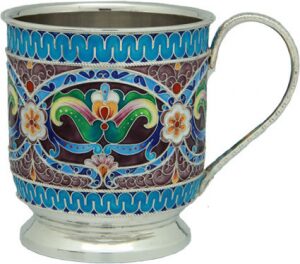 Кофейная чашка из серебра "Царская" (финифть)