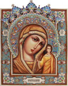 Казанская икона Божией Матери с нимбом (финифть)