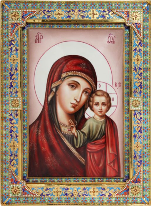 Казанская икона Божией Матери с малыми углами (финифть)