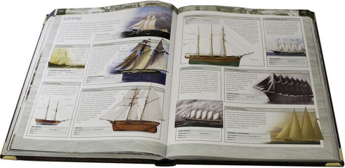 Книга в кожаном переплете "Корабли. 5000 лет морских приключений." (в коробе)
