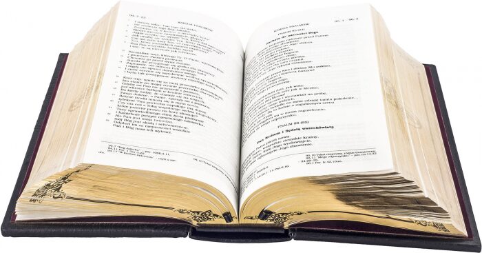 Книга в кожаном переплете "Библия на польском языке"