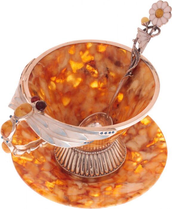 Чайный набор из янтаря "Летняя стрекоза"