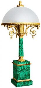 Настольная лампа "Колонна" из малахита