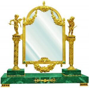 Настольное зеркало "Ангелы" с малахитом