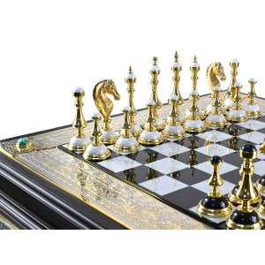 Шахматы-ларец из мрамора и долерита "Баталия"