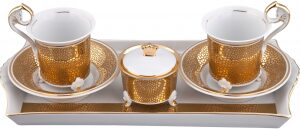 Чайный набор "Tete-a-tete" на 2 персоны, белый с золотом,  в коробке