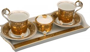 Чайный набор "Tete-a-tete" на 2 персоны, коричневый с золотом,  в коробке