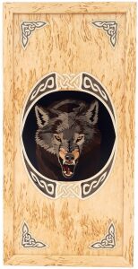 Backgammon made of Karelian birch "Wolf" small, inlaid