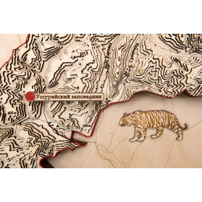 Карта Национального парка Земля Леопарда из дерева, на заказ