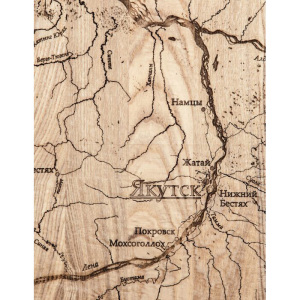 Карта республики Саха (Якутия) из дерева, на заказ
