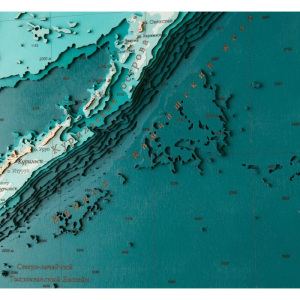 Карта северо-западной части Тихого океана из дерева, на заказ