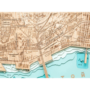 Карта бухты Золотой Рог (г.Владивосток) из дерева, на заказ