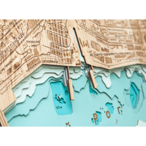Карта бухты Золотой Рог (г.Владивосток) из дерева, на заказ