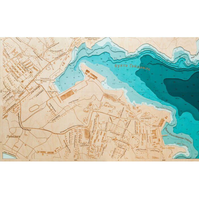 Карта бухты Гайдамак из дерева, на заказ