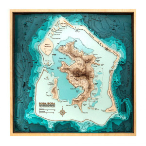 Карта острова Бора-Бора из дерева, на заказ