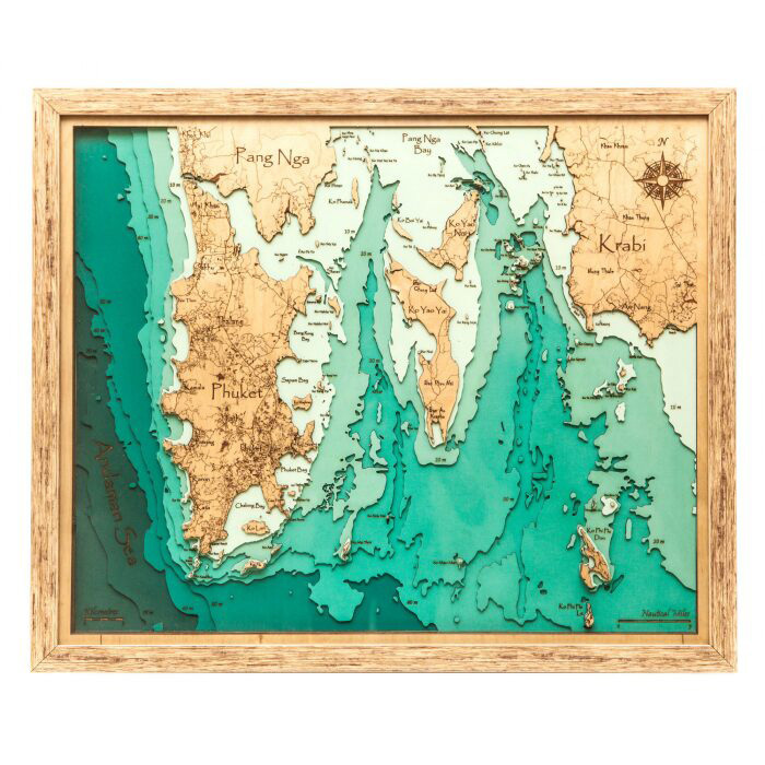 Карта острова Пхукет из дерева, на заказ