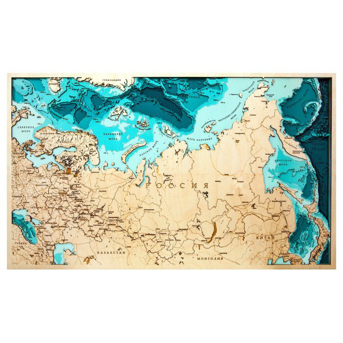 Карта России из дерева, большая, на заказ