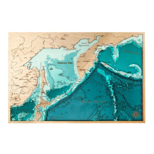 Карта северной части Тихого океана из дерева, на заказ