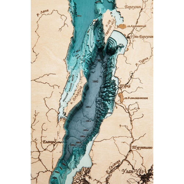 Карта озера Байкал из дерева, на заказ