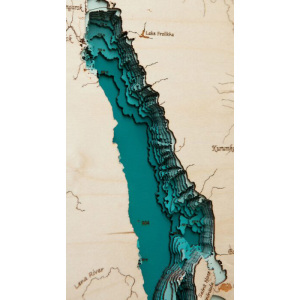 Карта озера Байкал на ангилйиском языке из дерева, на заказ