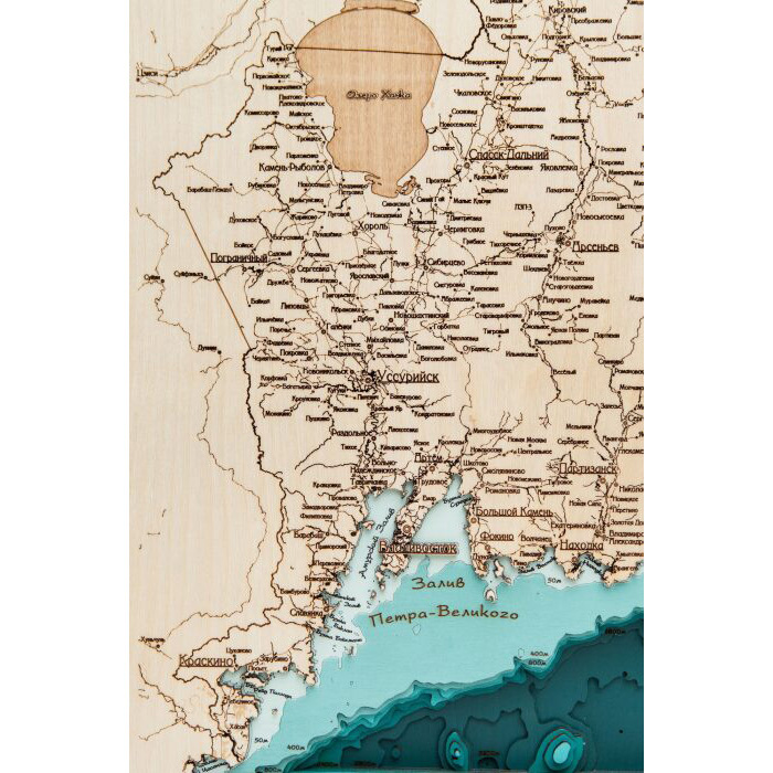 Карта Приморского края из дерева, большая, на заказ