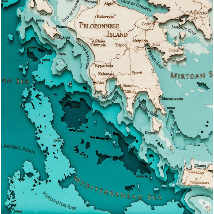 Карта Греции из дерева, на заказ